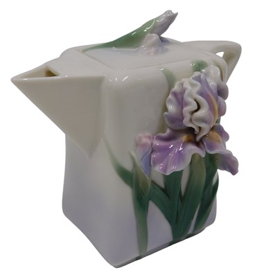 Lot 510 - A Franz porcelain Iris Demi Tasse teapot,...
