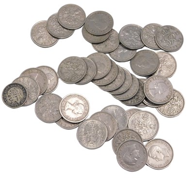 Lot 395 - Coins, various six pences, GB 1950s and other....