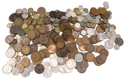 Lot 399 - Various coins, GB low denomination, six pences,...