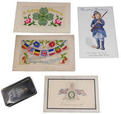 Lot 410 - Various WWI embroidered postcards, to include...