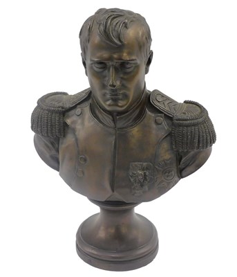 Lot 530 - A bronze finish bust of Napoleon Bonaparte, on...