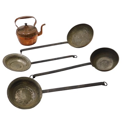 Lot 533 - Various copperware, an early 20thC kettle with...