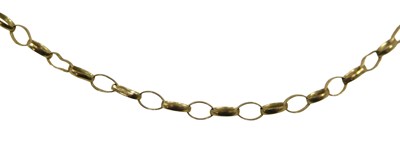 Lot 686 - A curb link neck chain, yellow metal stamped...