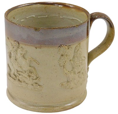 Lot 557 - A mid 19thC stoneware cider tankard, with...