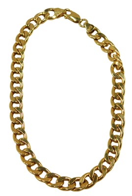 Lot 678 - A 9ct gold flattened curb bracelet, 20cm long,...