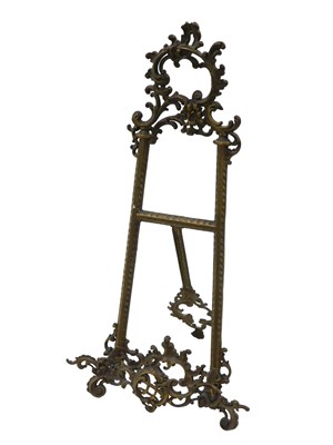 Lot 594 - A 20thC brass rococo style table easel, with H...