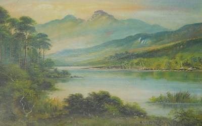 Lot 722 - NW Pryce (20thC School). Mountain and lake...