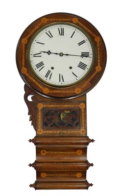 Lot 769 - A 19thC American drop dial wall clock, with...