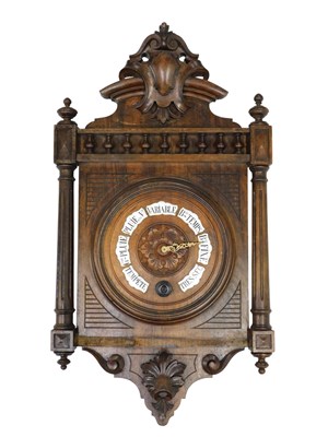 Lot 770 - A 19thC French oak barometer, the case with a...