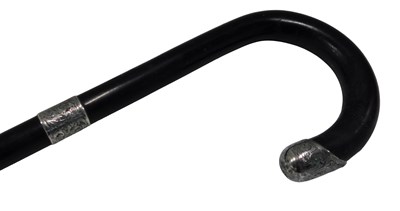 Lot 794 - A 20thC ebonised walking cane, with rubbed end,...
