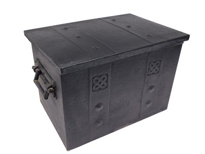 Lot 796 - A 20thC iron deeds box, with Art Nouveau...