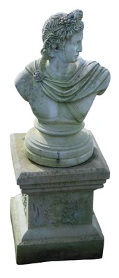 Lot 801 - A stone statue of Apollo, on a circular base...