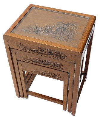 Lot 826 - A nest of three mid 20thC Japanese tables,...