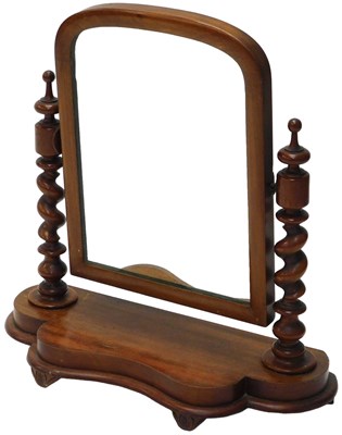 Lot 842 - A Victorian mahogany table mirror, the arched...