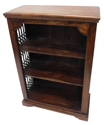 Lot 845 - A late 20thC hardwood open cabinet, with three...
