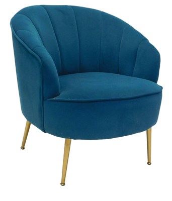Lot 859 - A tub chair, in turquoise material terminating...