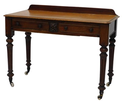 Lot 861 - A 19thC mahogany side table, the one part...