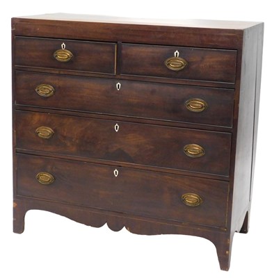 Lot 863 - An early 19thC mahogany chest of two short and...