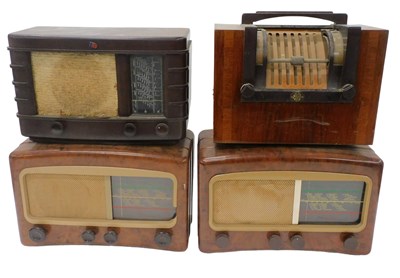 Lot 963 - Four various walnut cased and other radios,...