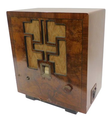 Lot 971 - A vintage walnut cased Art Deco design radio,...