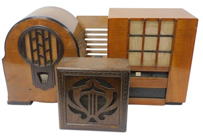 Lot 988 - Two walnut radio cases, Art Deco design, 50cm...
