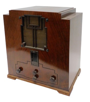 Lot 1013 - A mid 20thC walnut Art Deco radio, circa 1930,...