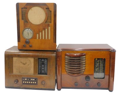 Lot 881 - Three various mid 20thC radios, walnut cased...