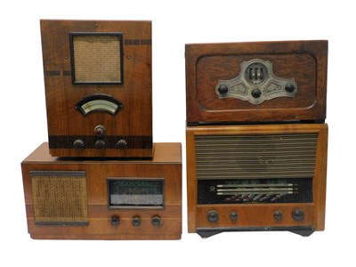 Lot 1028 - Four various walnut cased radios, Art Deco...