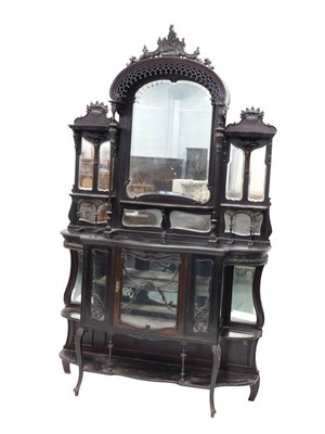 Lot 1063 - A 19thC mirror back display cabinet, the...