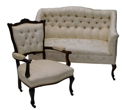 Lot 1074 - A late 19thC salon settee of good proportion,...