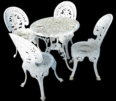 Lot 1080 - A Victorian style white metal patio table and...
