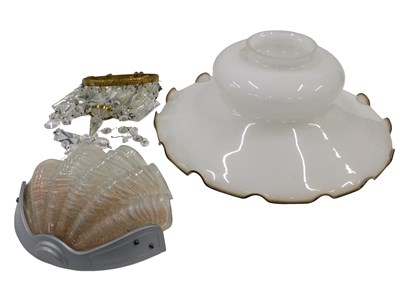 Lot 1105 - Various light fittings, a milk glass shade of...