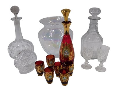 Lot 1107 - Various glassware, a ruby flash glass part...