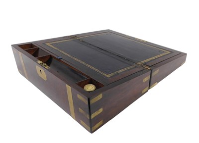Lot 1110 - A mid 19thC rosewood campaign writing...