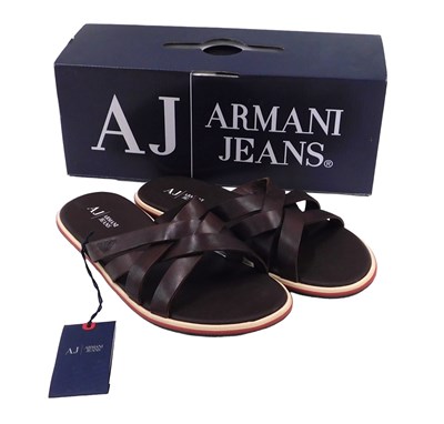 Lot 1116 - A pair of Armani Jeans sandals, in brown, UK...