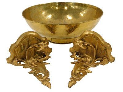 Lot 1122 - A large brass bowl, of circular form, 34cm...