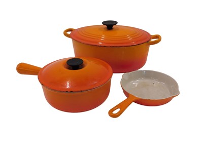Lot 1126 - A Le Creuset lidded casserole dish, in orange,...
