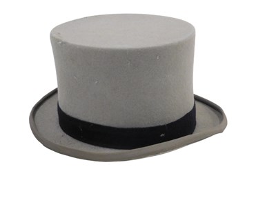 Lot 1130 - A Wegener top hat, in grey with black...