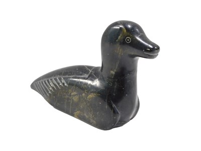 Lot 1148 - An Eskimo Art carved soapstone duck, labelled...