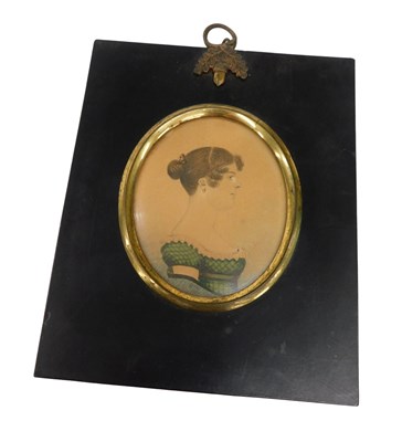Lot 153 - 19thC School. Portrait of a lady wearing green...