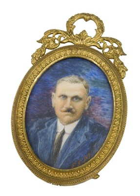 Lot 182 - EEM (19thC). Portrait of a gentleman wearing...