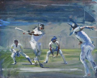 Lot 2 - Dominic Parczuk (b.1982). Cricket Match, oil...