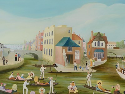 Lot 6 - Pamela Cornell (1928-1987). Folly bridge, oil...