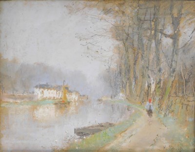 Lot 9 - Henri Stacquet (1838-1906). River scene,...