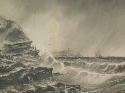 Lot 59 - Frank Henry Mason (1875-1965). Stormy seas,...