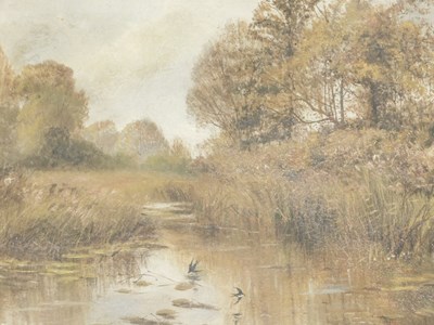 Lot 67 - 19thC School. Swallows and stream in forest...