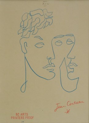 Lot 77 - Jean Cocteau (1889-1963). Faces in blue, BC...