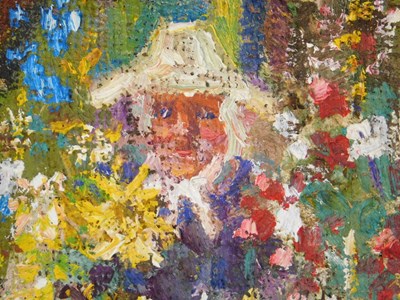 Lot 84 - Gerry Blood (1932-2005). Flower Seller, oil on...