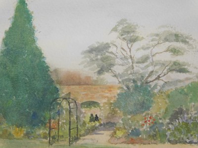 Lot 85 - P Dean (20thC). Garden landscape, watercolour,...