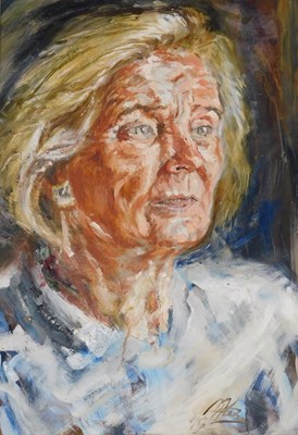 Lot 134 - Mike Helmy (20thC). Portrait of a lady, head...